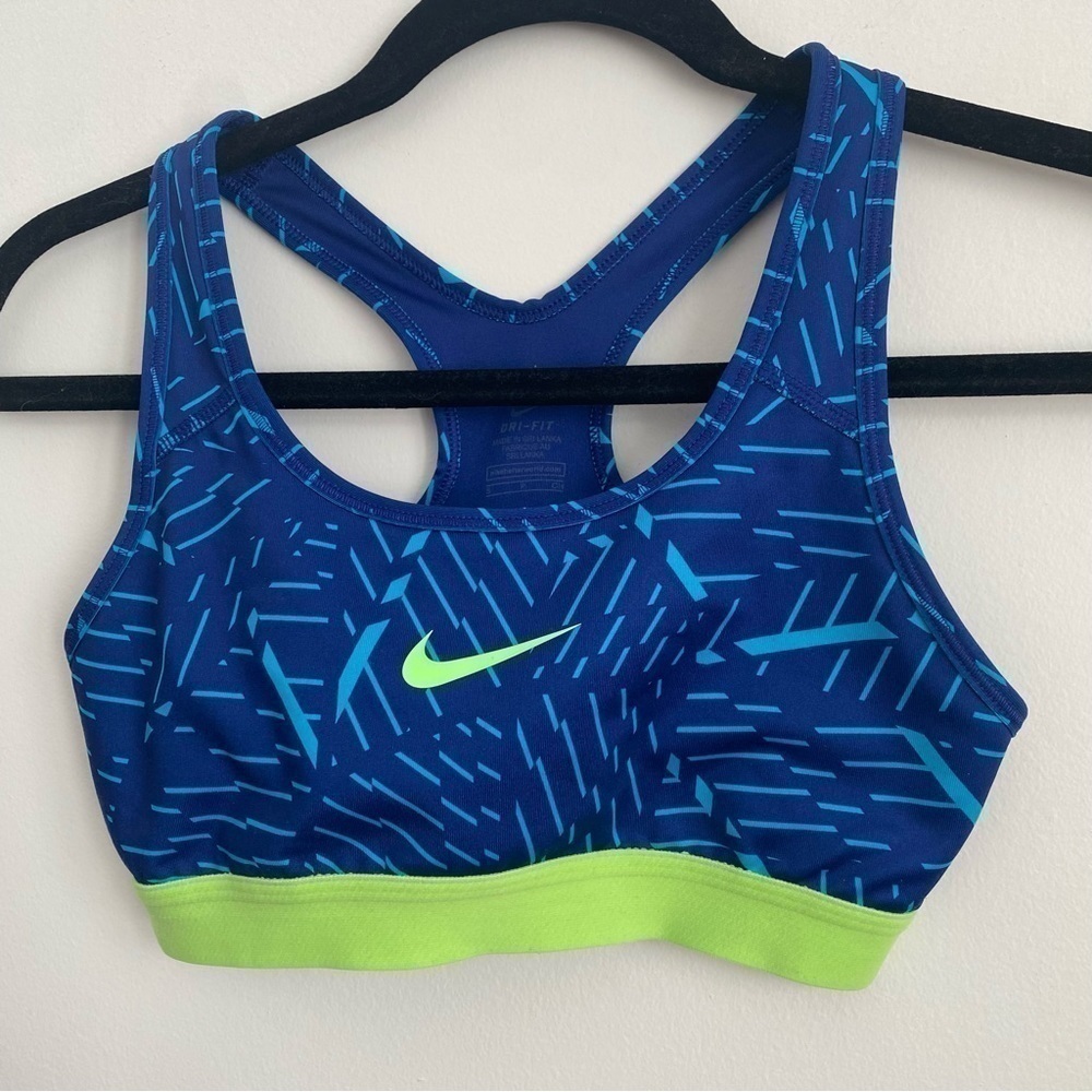 Nike Pro Dri Fit Running Medium Support Sport Bras - Blue Green - S Small